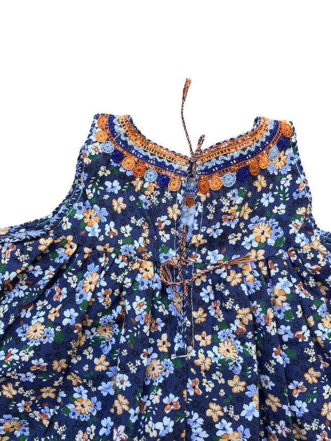 Renesita sleeveless embroidered dress navy