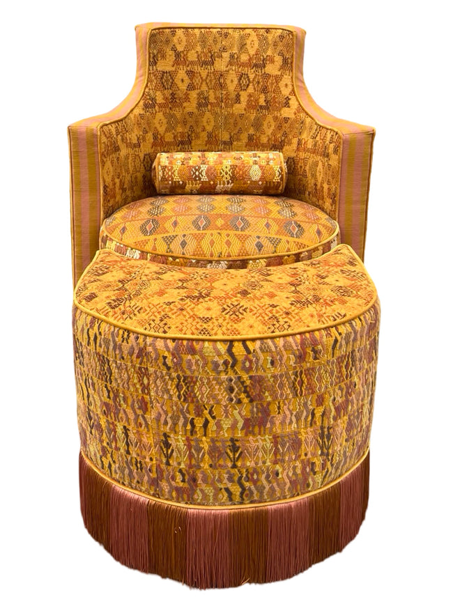 Sol y Luna chair and stool mustard