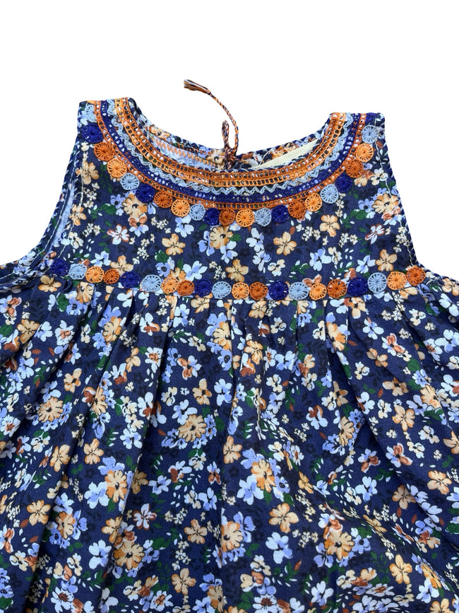 Renesita sleeveless embroidered dress navy