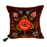 Embroidered cinammon velvet Mila pillow