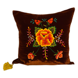 Embroidered cinammon velvet Mila pillow