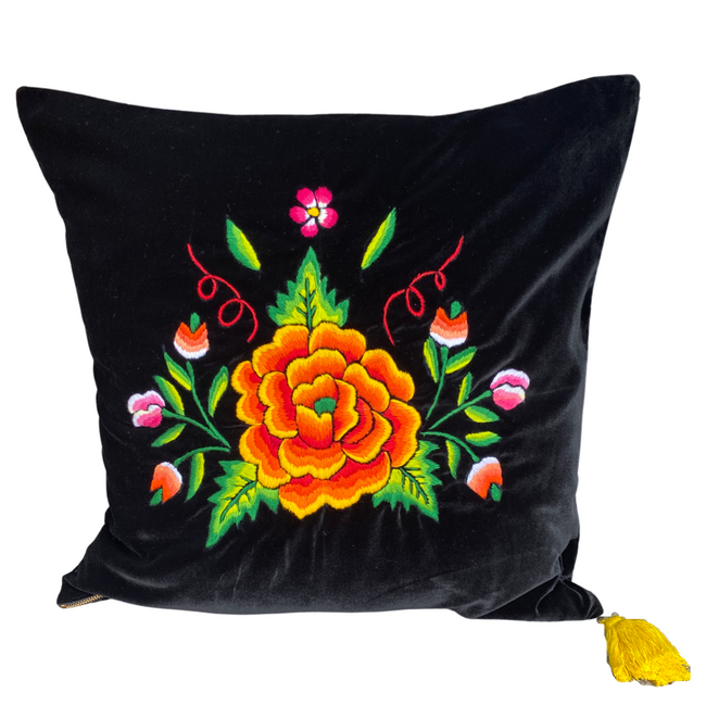 Embroidered velvet Mila pillow