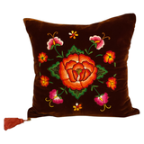 Embroidered cinammon velvet Mila pillow