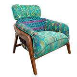 Lourdes armchair featuring vintage Guatemalan Maya textiles, handcrafted locally in California- FolkProject