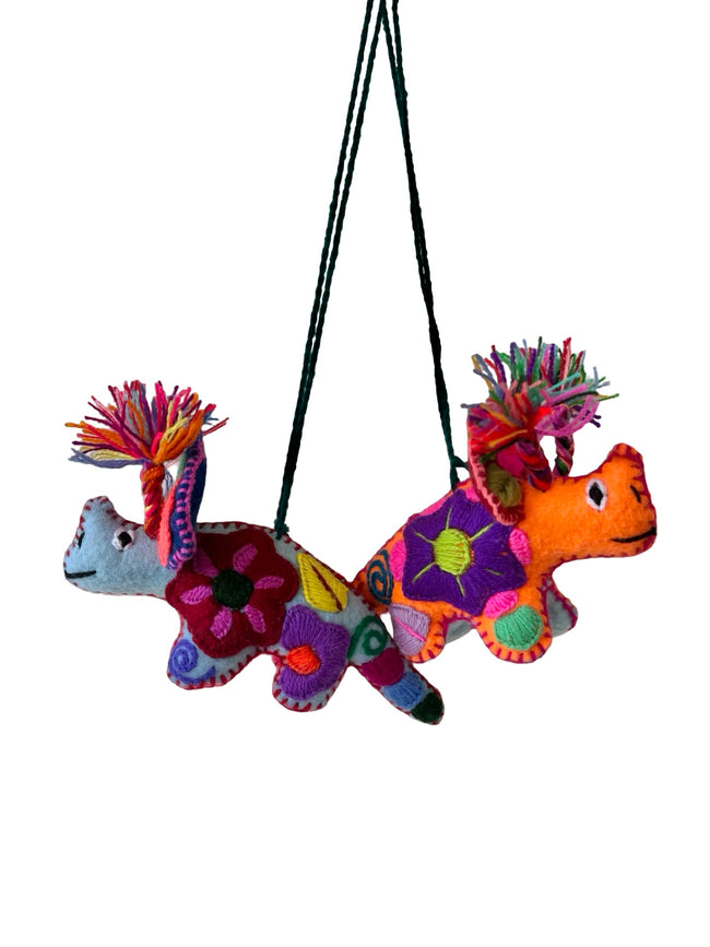 Felt triceratop ornament