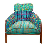 Lourdes armchair featuring vintage Guatemalan Maya textiles, handcrafted locally in California- FolkProject