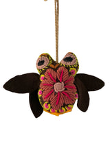 Handcrafted embroidered owl ornament