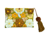 Embroidered floral pouch with tassel