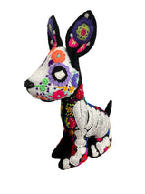 Embroidered xoloitzcuintli calaca