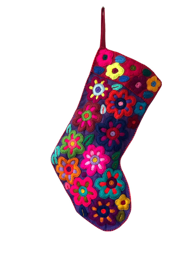 Embroidered floral stocking