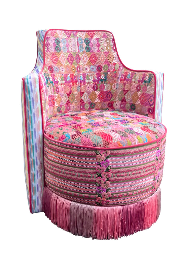 Sol y Luna chair and ottoman coral