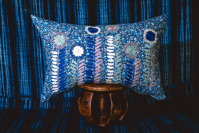 Embroidered Sofia lumbar pillow