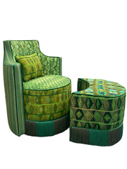 Sol y Luna chair and stool green