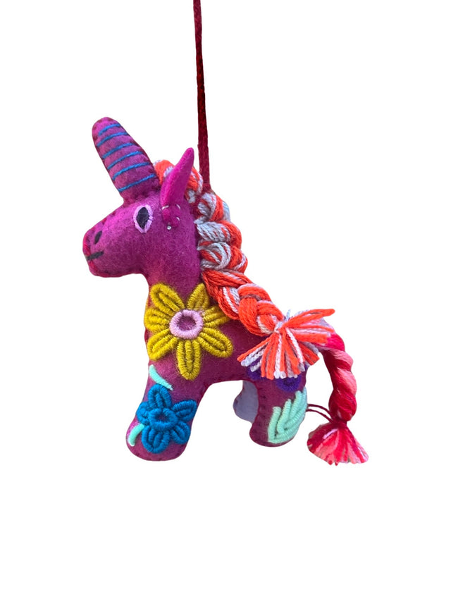Felt unicorn ornament multicolor