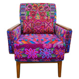 Marcela armchair featuring vintage Guatemalan Maya textiles, handcrafted locally in California- FolkProject