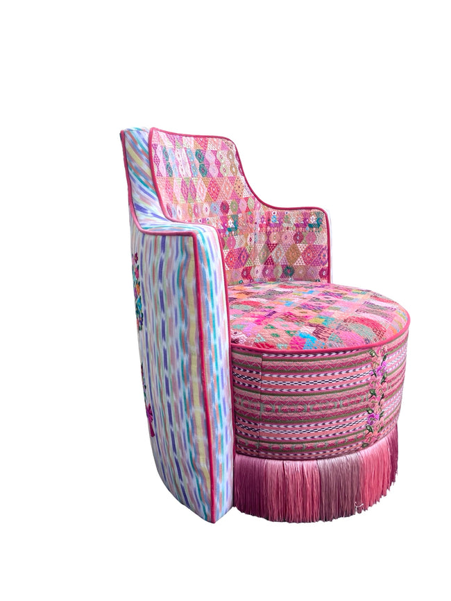 Sol y Luna chair and ottoman coral