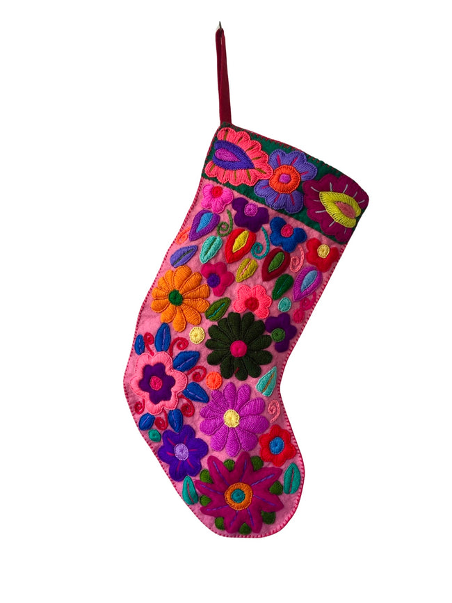 Embroidered floral stocking