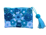 Embroidered floral pouch with tassel