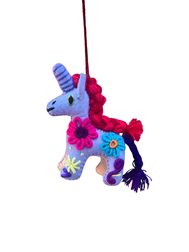 Felt unicorn ornament multicolor