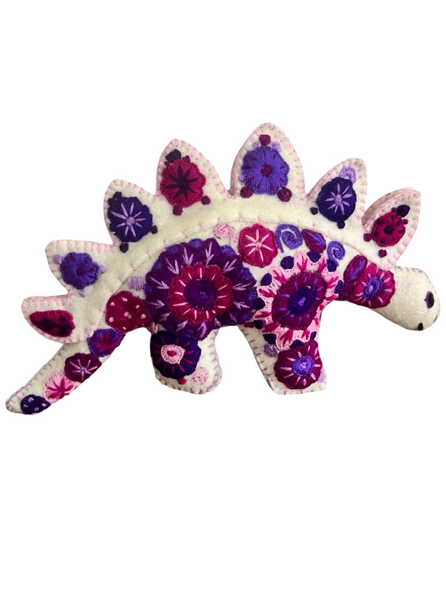 Embroidered felt stegosaurus