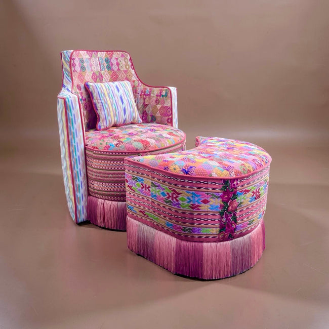 Sol y Luna chair and ottoman coral