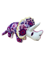 Embroidered felt triceratops dinosaurs