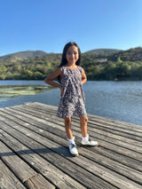 Renesita sleeveless embroidered dress navy