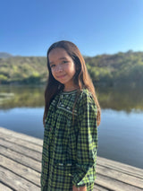 Heidi embroidered plaid dress greens