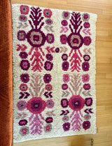 Wool shag rug floral pinks