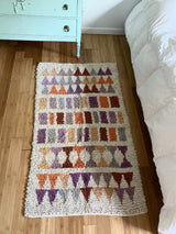 Small Wool shag rug geometric mauve / mustard / orange