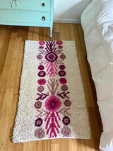 Small Wool shag rug floral pinks