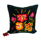 Embroidered velvet Mila pillows saffron, dark green, plum