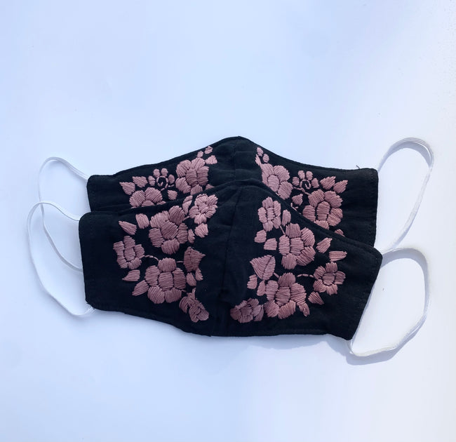 Embroidered face masks monochromatic