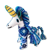 Embroidered felt unicorns blues