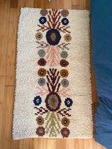 Small Wool shag rug floral navy/nudes