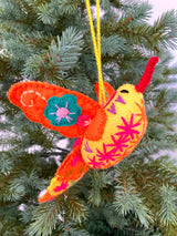 Hummingbird charm/ornament yellow/orange