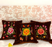 Embroidered cinammon velvet Mila pillow