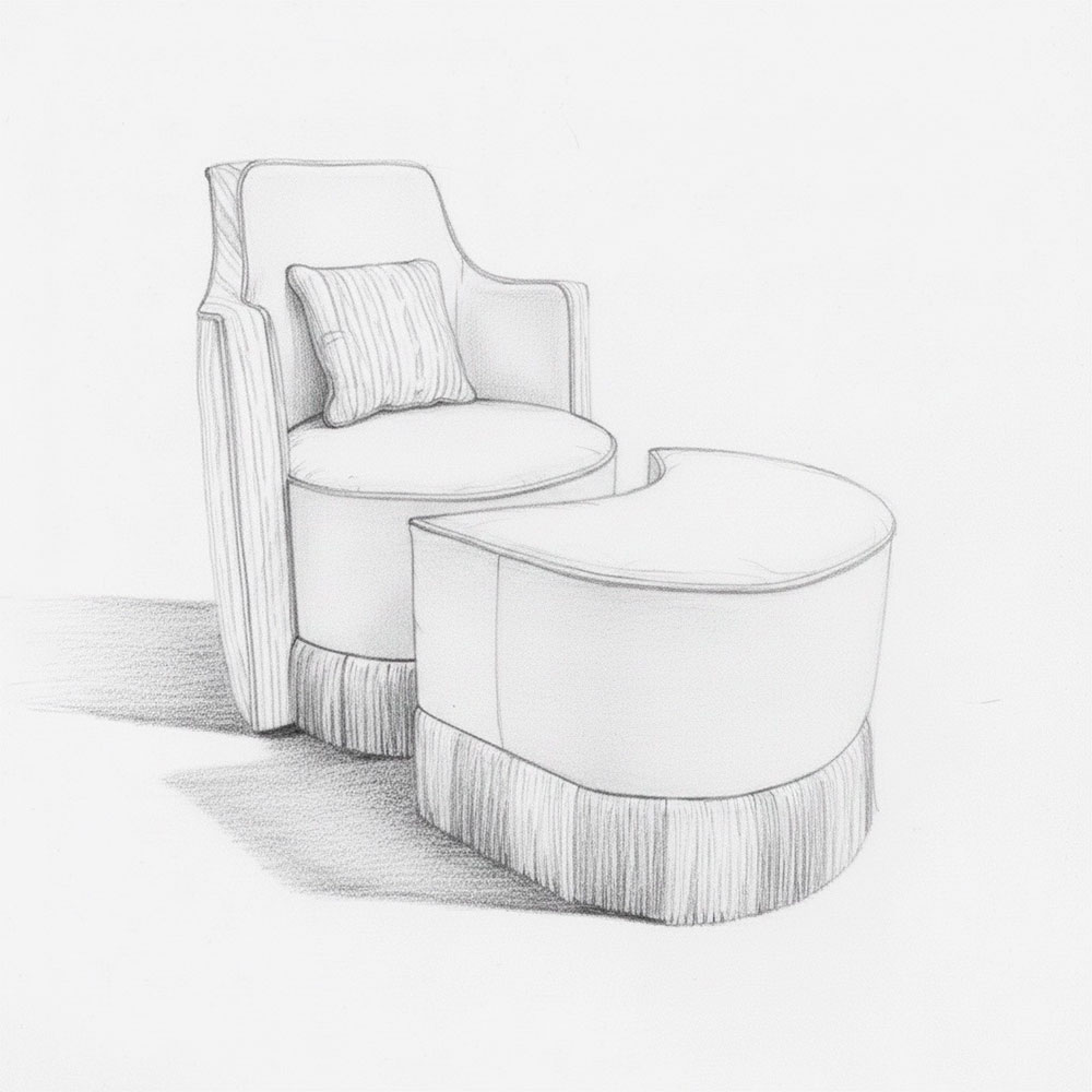animation before of Sketch of chair without palette color